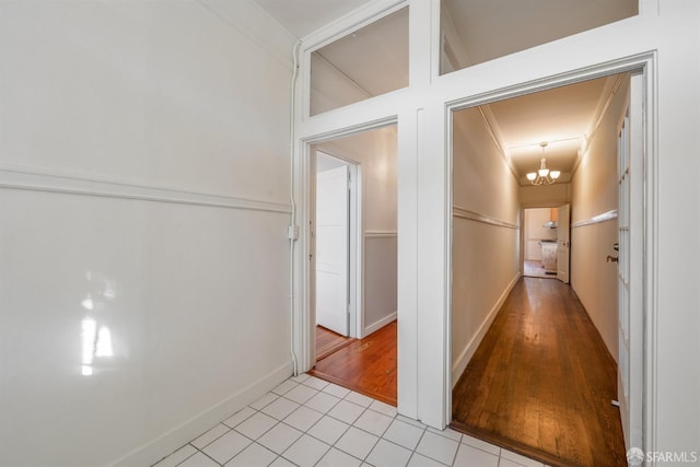 3046-3048 Polk St, San Francisco, CA 94109 - hall featuring a chandelier, light tile patterned flooring, and ornamental molding