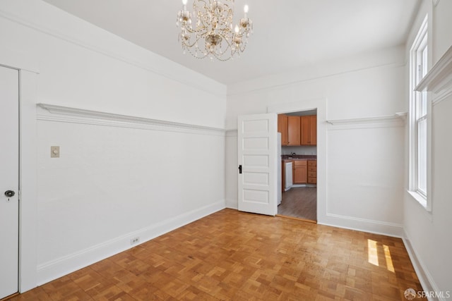3046-3048 Polk St, San Francisco, CA 94109 - unfurnished bedroom with a chandelier and baseboards
