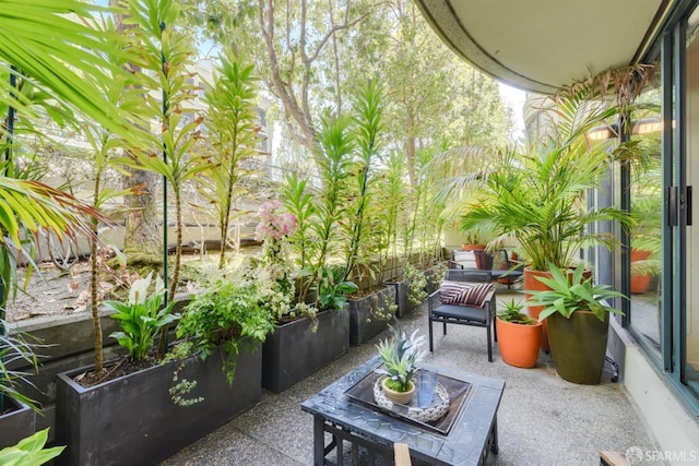 balcony featuring a patio area