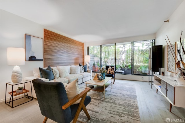 living area with wood finished floors