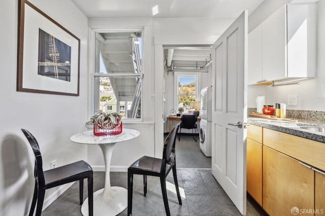 dining room featuring stone finish floor