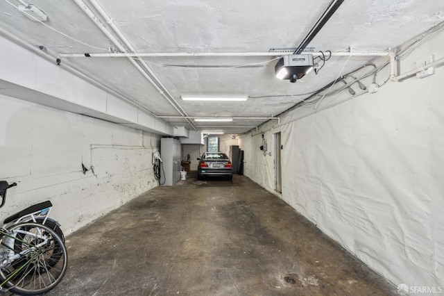 garage with a garage door opener
