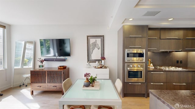 living room with light wood-type flooring