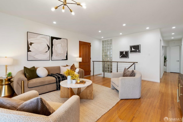 372 Baltimore Way, San Francisco, CA 94112 - living area with light wood-style floors, recessed lighting, and a chandelier