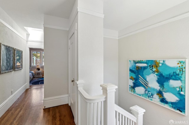 510 11th Ave, San Francisco, CA 94118 - hallway featuring an upstairs landing, wood finished floors, and baseboards