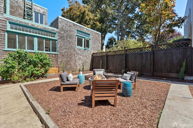 510 11th Ave, San Francisco, CA 94118 - view of patio with an outdoor living space with a fire pit
