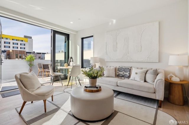 living room featuring light hardwood / wood-style flooring