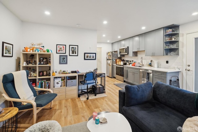 968-970 Broadway, San Francisco, CA 94133 - living room with light wood-type flooring and recessed lighting