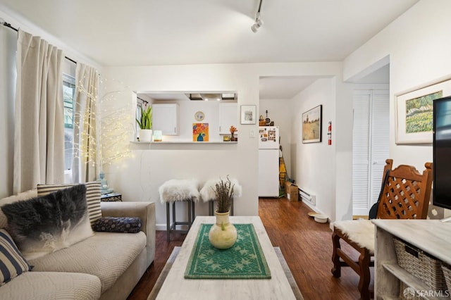 968-970 Broadway, San Francisco, CA 94133 - living room with wood finished floors, baseboard heating, and rail lighting