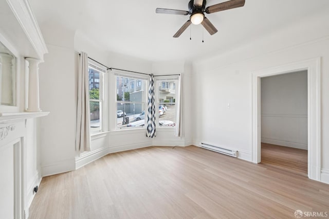 968-970 Broadway, San Francisco, CA 94133 - unfurnished living room with baseboard heating, light wood-style flooring, and a ceiling fan