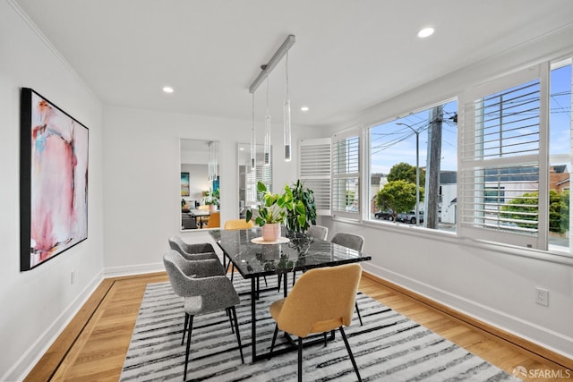 1871 Alemany Blvd, San Francisco, CA 94112 - dining area with light wood-style floors, baseboards, recessed lighting, and ornamental molding