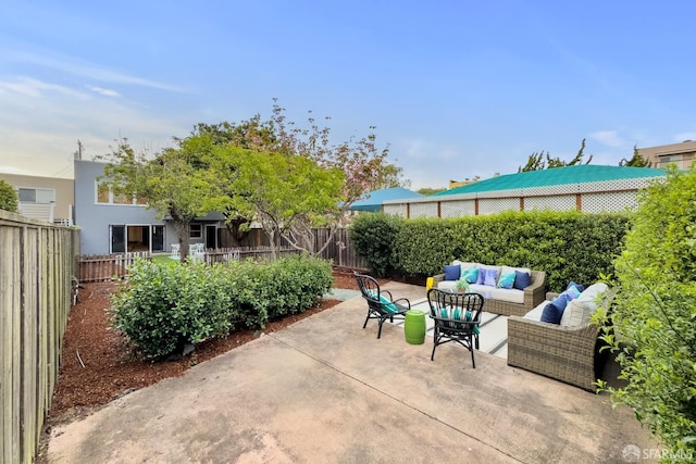 1871 Alemany Blvd, San Francisco, CA 94112 - view of patio featuring an outdoor living space and a fenced backyard