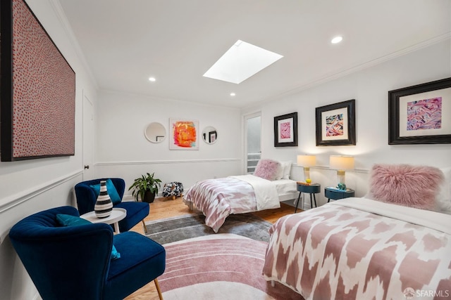 1871 Alemany Blvd, San Francisco, CA 94112 - bedroom with a skylight, wood finished floors, ornamental molding, and recessed lighting