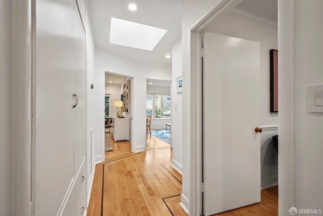 1871 Alemany Blvd, San Francisco, CA 94112 - hallway featuring a skylight, light wood-style floors, and recessed lighting