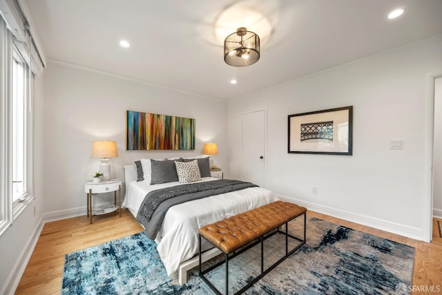 1871 Alemany Blvd, San Francisco, CA 94112 - bedroom featuring ornamental molding, multiple windows, baseboards, light wood-style flooring, and recessed lighting