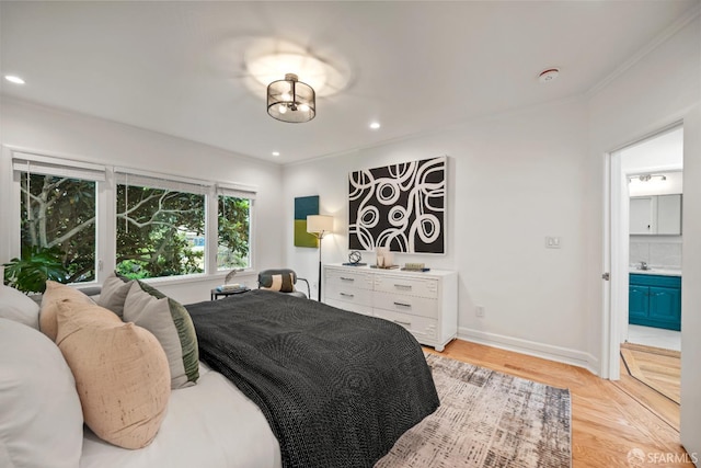 1871 Alemany Blvd, San Francisco, CA 94112 - bedroom featuring crown molding, light wood-style floors, baseboards, and recessed lighting