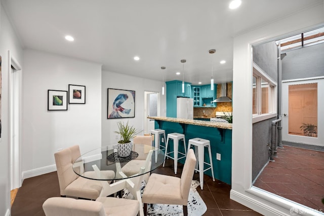 1871 Alemany Blvd, San Francisco, CA 94112 - dining room featuring recessed lighting, baseboards, and dark tile patterned floors