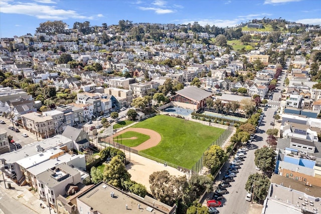 birds eye view of property with a residential view