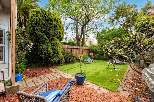 view of yard featuring a fenced backyard