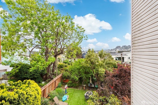 view of yard featuring fence