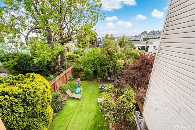 view of yard with a fenced backyard