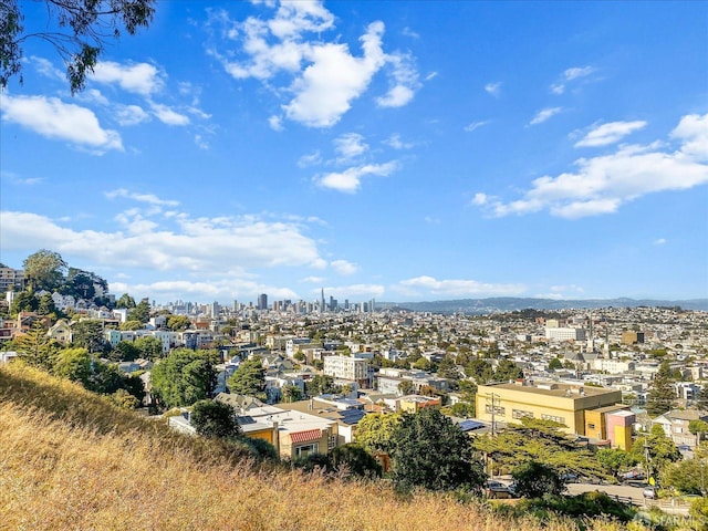 aerial view with a city view