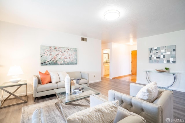 living room with hardwood / wood-style floors