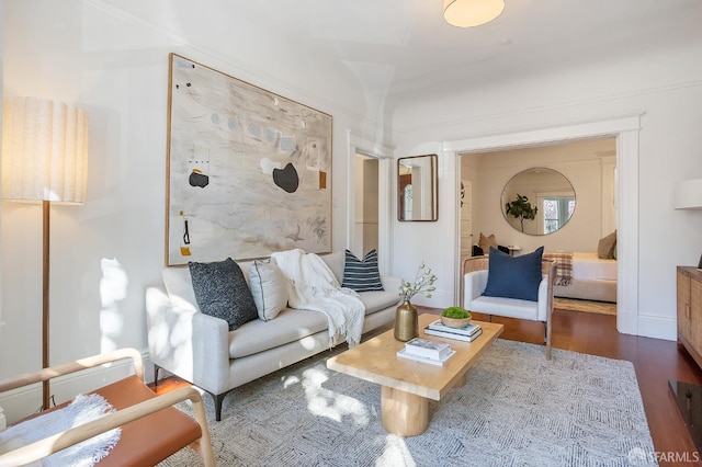 living area featuring wood finished floors