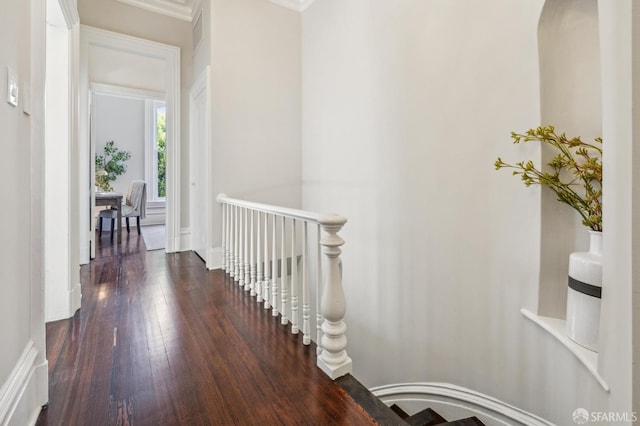 436 Page St, San Francisco, CA 94102 - hall featuring an upstairs landing, wood finished floors, ornamental molding, and baseboards