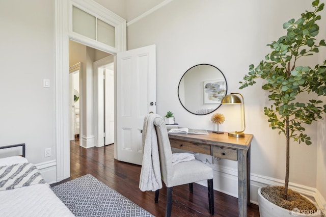 436 Page St, San Francisco, CA 94102 - bedroom with dark wood finished floors, a desk, and baseboards