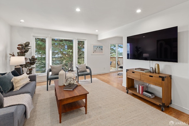 living room featuring light hardwood / wood-style floors