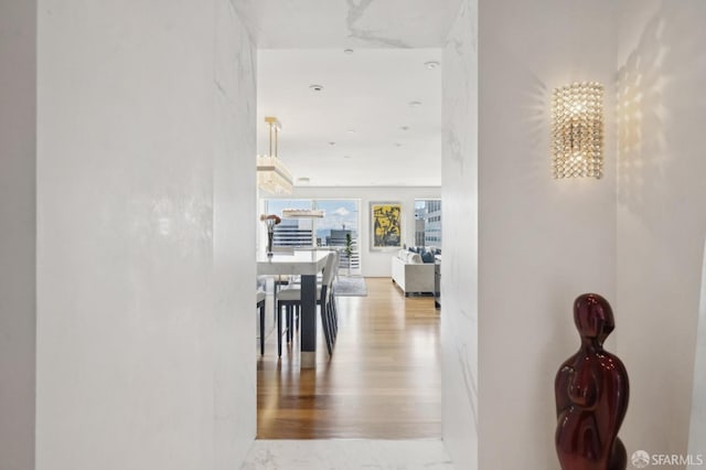 hallway featuring wood finished floors
