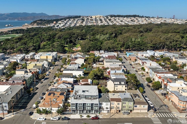 aerial view with a water and mountain view