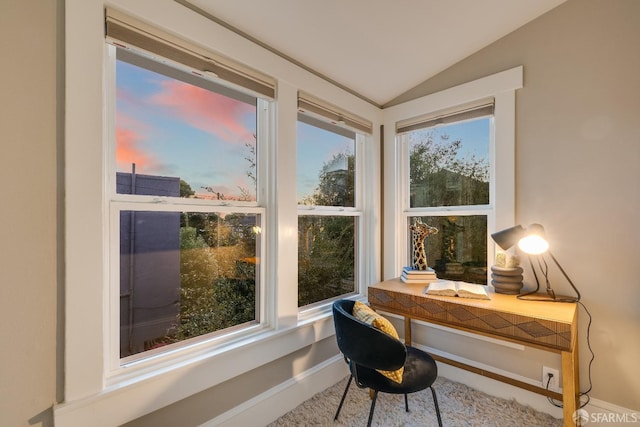 sunroom / solarium with lofted ceiling