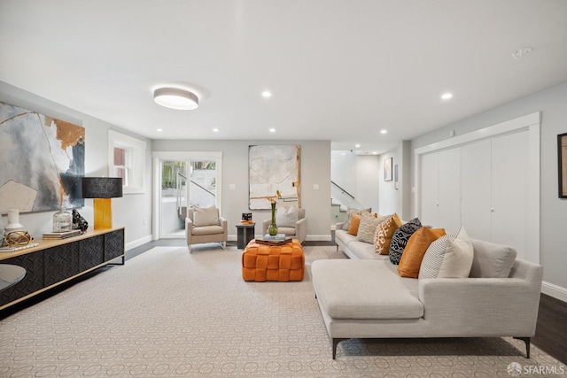 living room featuring carpet flooring