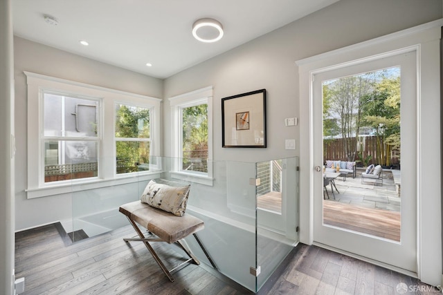 doorway to outside with hardwood / wood-style flooring