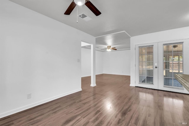 1607 California Dr, Vacaville, CA 95687 - unfurnished room with ceiling fan, french doors, and wood finished floors