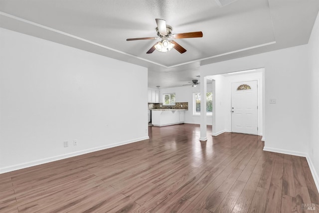 1607 California Dr, Vacaville, CA 95687 - unfurnished living room with ceiling fan and dark wood-style floors