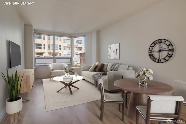 living room with hardwood / wood-style flooring