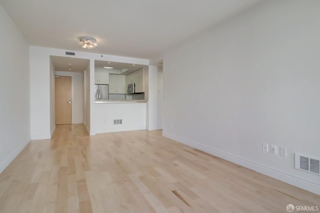 unfurnished living room featuring light hardwood / wood-style flooring