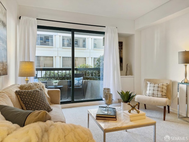 living room featuring carpet floors