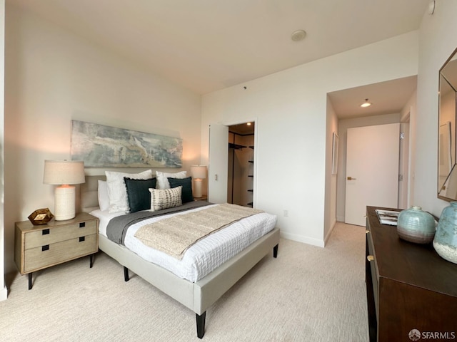 bedroom featuring carpet and a closet