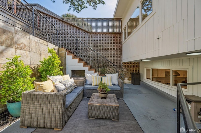 view of patio featuring an outdoor living space
