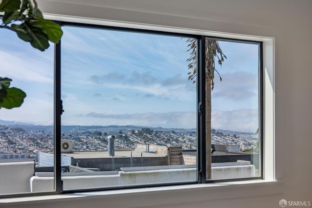 interior details featuring a view of city