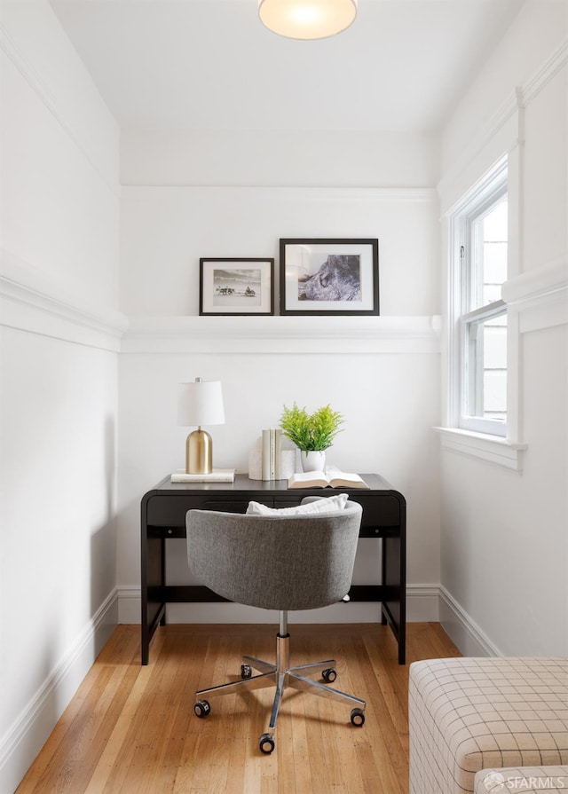 office area featuring hardwood / wood-style flooring