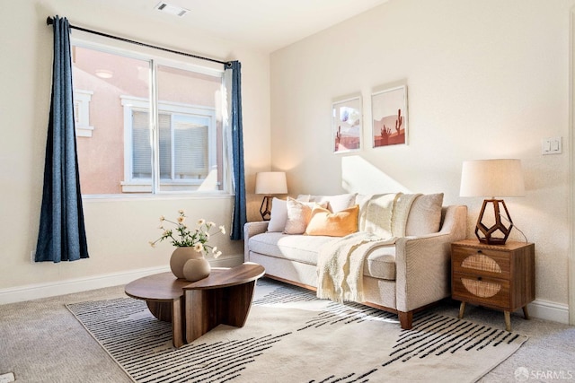 living room featuring carpet flooring