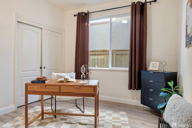 office space featuring light hardwood / wood-style floors