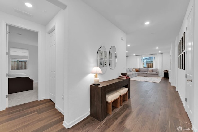 hall featuring dark hardwood / wood-style floors