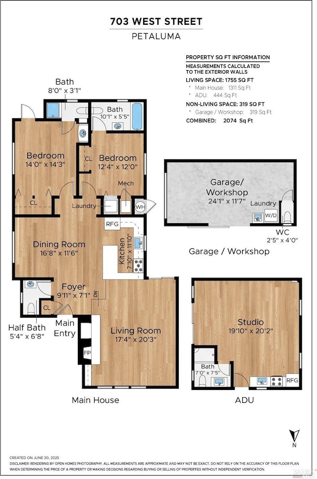 703 W St, Petaluma, CA 94952 - view of floor plan / room layout