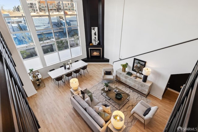 living room featuring light wood-type flooring